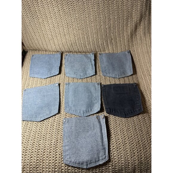 Vintage Denim Jean Pockets Lot Of 16 For Crafting & Sewing Projects Asst Shades - Picture 5 of 7